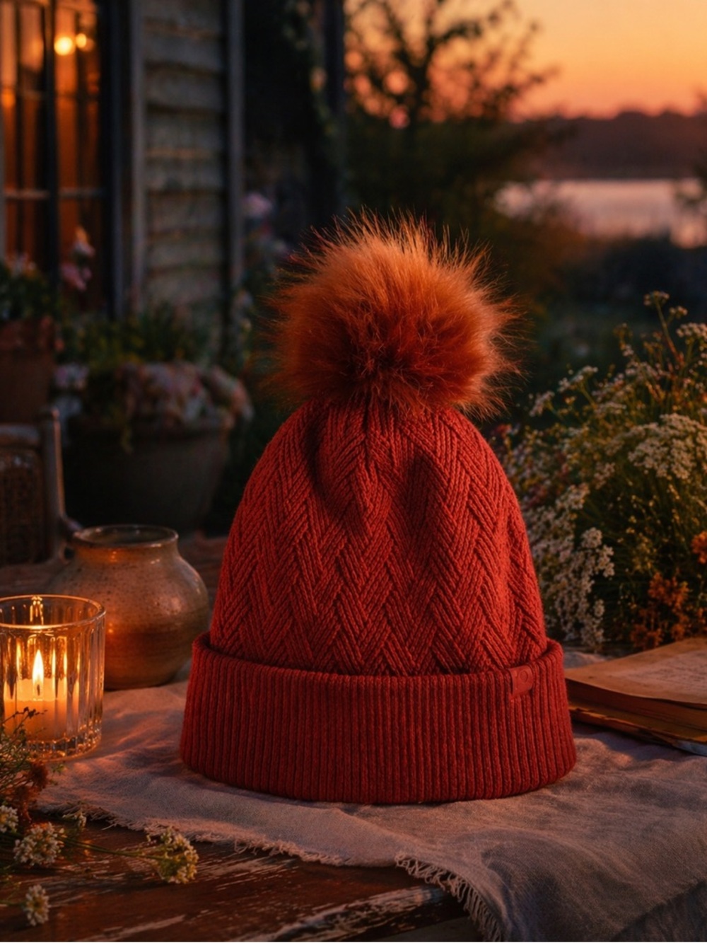 LULULEMON Chevron Knit Pom Beanie Fleece-Lined Winter Hat - Picture 15 of 15